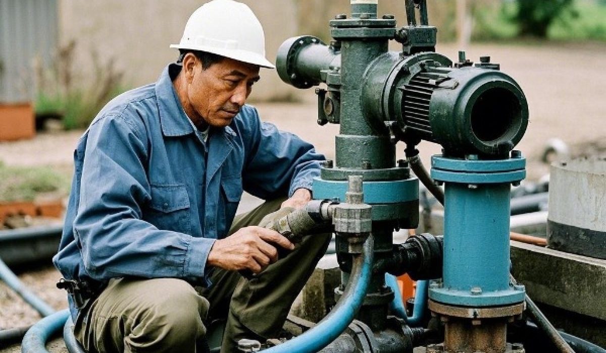 technician of maintenance irrigation water pump